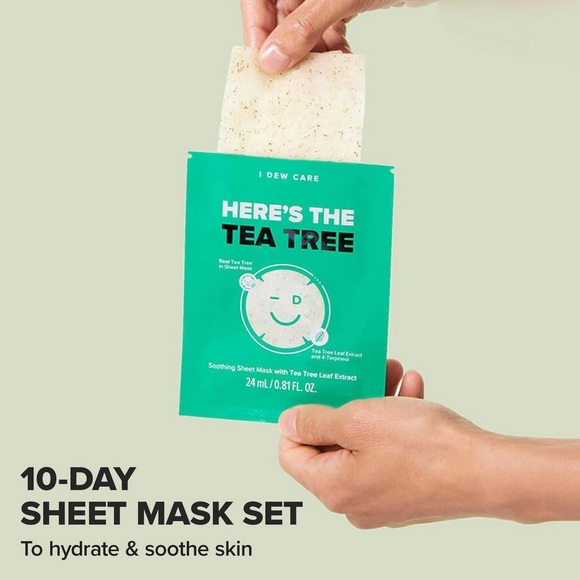 New! I DEW CARE Soothing Tea Tree Sheet 10 Masks - Picture 2 of 7